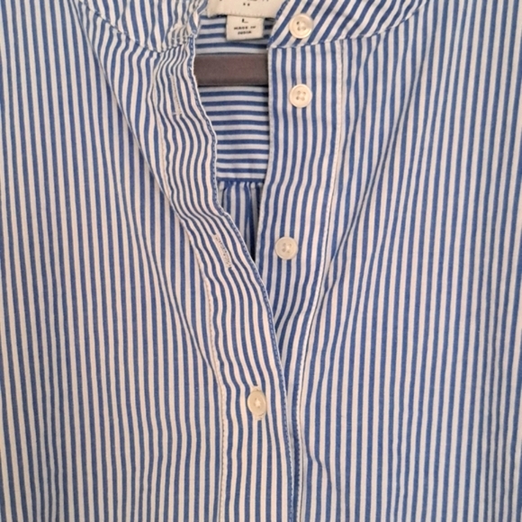 J. Crew Factory Stripe Stretch Cotton Poplin Tiered Dress size L - Picture 7 of 12